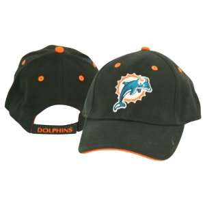 Miami Dolphins Classic Logo Adjustable Baseball Hat   Black / Orange 