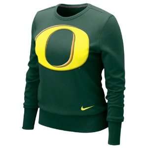 Oregon Ducks Womens Nike Green Heather Long Sleeve Scoop Neck Fleece 