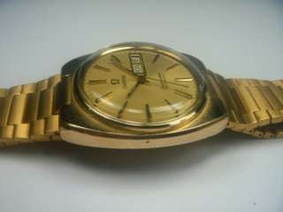 OMEGA SEAMASTER DAY/DATE GOLD PLAQUE AUTO MENS WATCH  