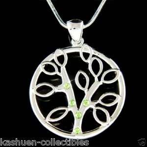   Crystal ~Circle of life Family Tree Eco Charm Pendant Chain Necklace