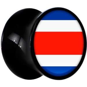 10mm Black Acrylic Costa Rica Flag Saddle Plug: Jewelry
