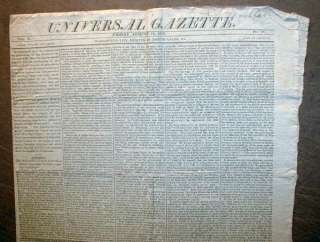 Original War of 1812 newspaper NEGRO TROOPS sent to FLORIDA from Cuba 