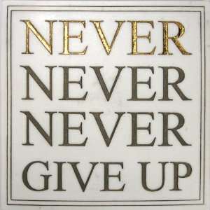    never never never give up inspirational wall plaque