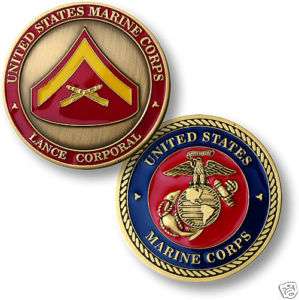USMC MARINE CORPS LANCE CORPORAL COLOR CHALLENGE COIN  