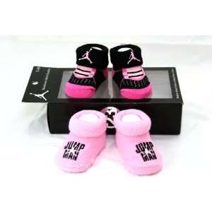   Socks Black and Pink w/Air Jumpman Logo & Letters, Size 0 6 Months