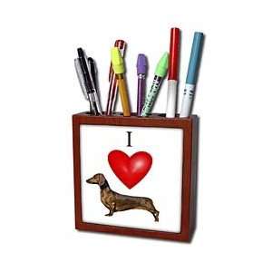 com Sandy Mertens Dog Designs   I Love Dachshunds   Tile Pen Holders 