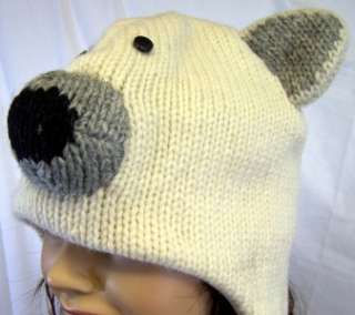 New Unisex Polar Bear Hat Cartoon Animal Warm Wool Winter Ski Cap Ear 