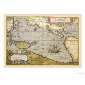  Map of the Pacific Ocean Giclee Poster Print by Abraham 