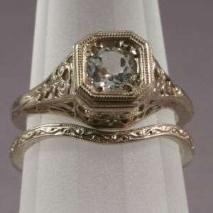 Antique Filigree Wedding Band/Engagement Ring Set (WS4)  