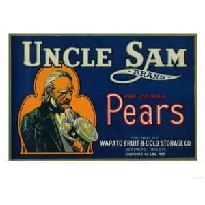  Uncle Sam Pear Crate Label   Wapato, WA Premium Poster 