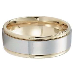  14k Two Tone Gold 8mm Wedding Band: Jewelry
