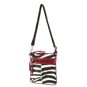   Red Trim Faux Leather Hipster Crossbody Purse Bag: Everything Else