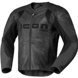 Icon Overlord Mens Leather On Road Motorcycle Jacket   Stealth / 2X 