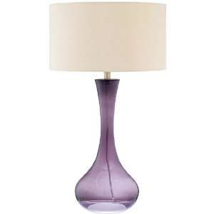   Purple Glass Base Fabric Shade Table Lamp