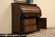 Oak Antique Cylinder or Barrel Roll Top Desk  