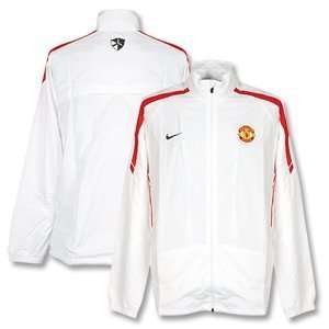  10 11 Man Utd Woven Warm Up Jacket   White Sports 