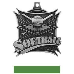 Custom Hasty Awards Softball Xtreme Medals M 701 SILVER MEDAL/GREEN 