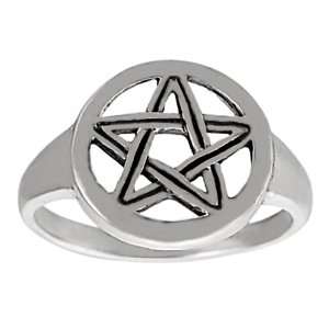  [AZ] Sterling Silver Womens Pentagram Ring: Jewelry