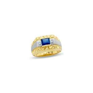  ZALES Mens Lab Created Sapphire Nugget Ring in 10K Two 