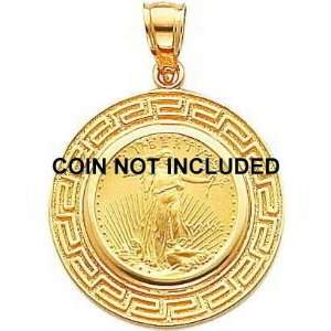    14K Gold Bezel Pendant for 1/10oz American Eagle Coin Jewelry