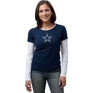 Dallas Cowboys Womens Navy Logo Premier Too Long Sleeve Layered 