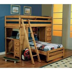  Amber Wash Twin Over Twin Loft Bed: Home & Kitchen