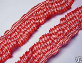 Gingham elastic Trim 10y Red   Dolls/Baby/Dogs  