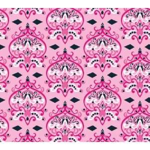  Pink Damask Fitted Crib Sheet: Baby