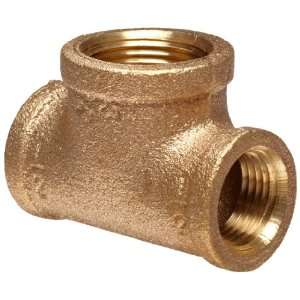 Anderson Metals Brass Threaded Pipe Fitting, Reducing Tee, 3/8 x 3/8 