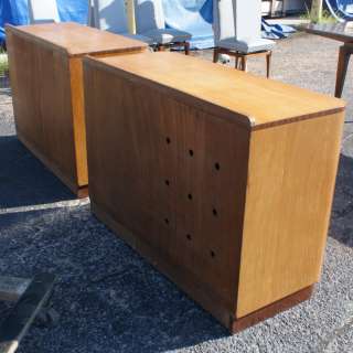 4ft Vintage Mid Century Two Tone Wood Cabinet  