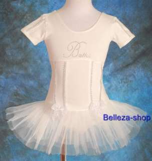 Girls White Ballet Tutu Dance Dress Leotard SZ 3 4T W12  