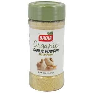 Badia Organic Garlic Powder, 3 Ounce  Grocery & Gourmet 