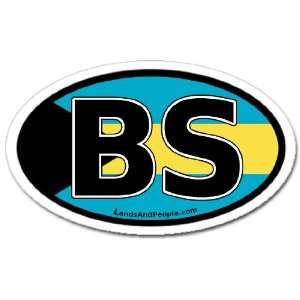  Bahamas BS and Bahamian Flag Car Bumper Sticker Decal Oval 