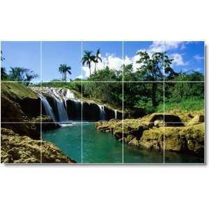 Waterfalls Picture Ceramic Tile Mural W024  24x40 using (15) 8x8 