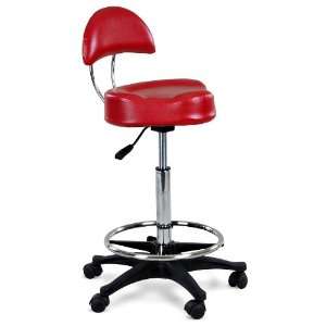 Chevelle Red Stool With Back & Footrest
