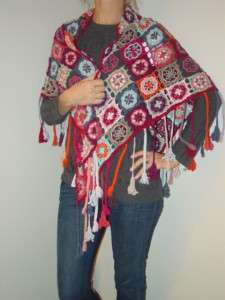 ODD MOLLY hand made crochet knit shawl scarf wrap poncho NEW  