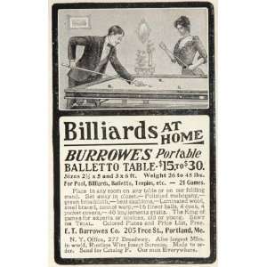  1902 Ad Burrowes Billiards Balletto Pool Table Portland 
