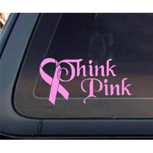  Think Pink Breast Cancer Pink Ribbon Car Decal / Sticker 