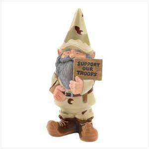 SUPPORT OUR TROOPS GNOME PATRIOTIC USA GARDEN OUTDOOR  