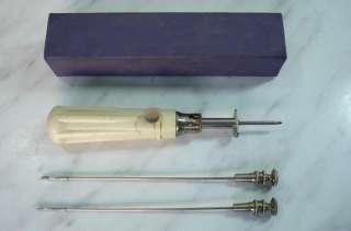 ANTIQUE MEDICAL INSTRUMENT TROCAR BOXED w/TWO TIPS  