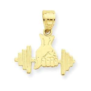  14K Hand Holding Barbell Pendant Jewelry
