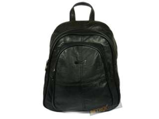Ladies Black Leather Backpack rucksack travel bag NEW  