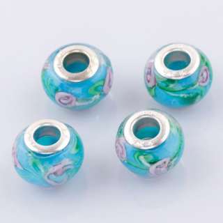 20pcs Handmade Pink&Blue Murano Lampwork Glass Charms Beads For 