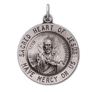  0.925 Sterling Silver Sacred Heart of Jesus Pendant Charm 
