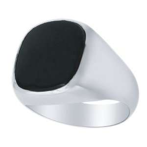  Mens 0.925 Sterling Silver Black Onyx Open Back Ring 
