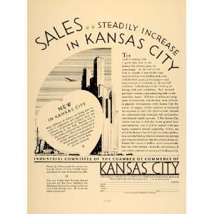  1930 Ad Kansas City Skyline Industrial Chamber Commerce 