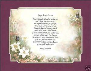 PERSONALIZED MOTHER SISTER AUNT POEM PRINT MATTED GIFT  