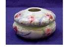 Vintage Hand Painted Japanese Porcelain Hair Receiver Jar with Roses 