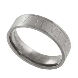  Titanium Roman Numeral Comfort Fit Band Jewelry