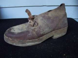 Vintage Mens Shoe   Rare,Unusual   Wood Soled, Leather  